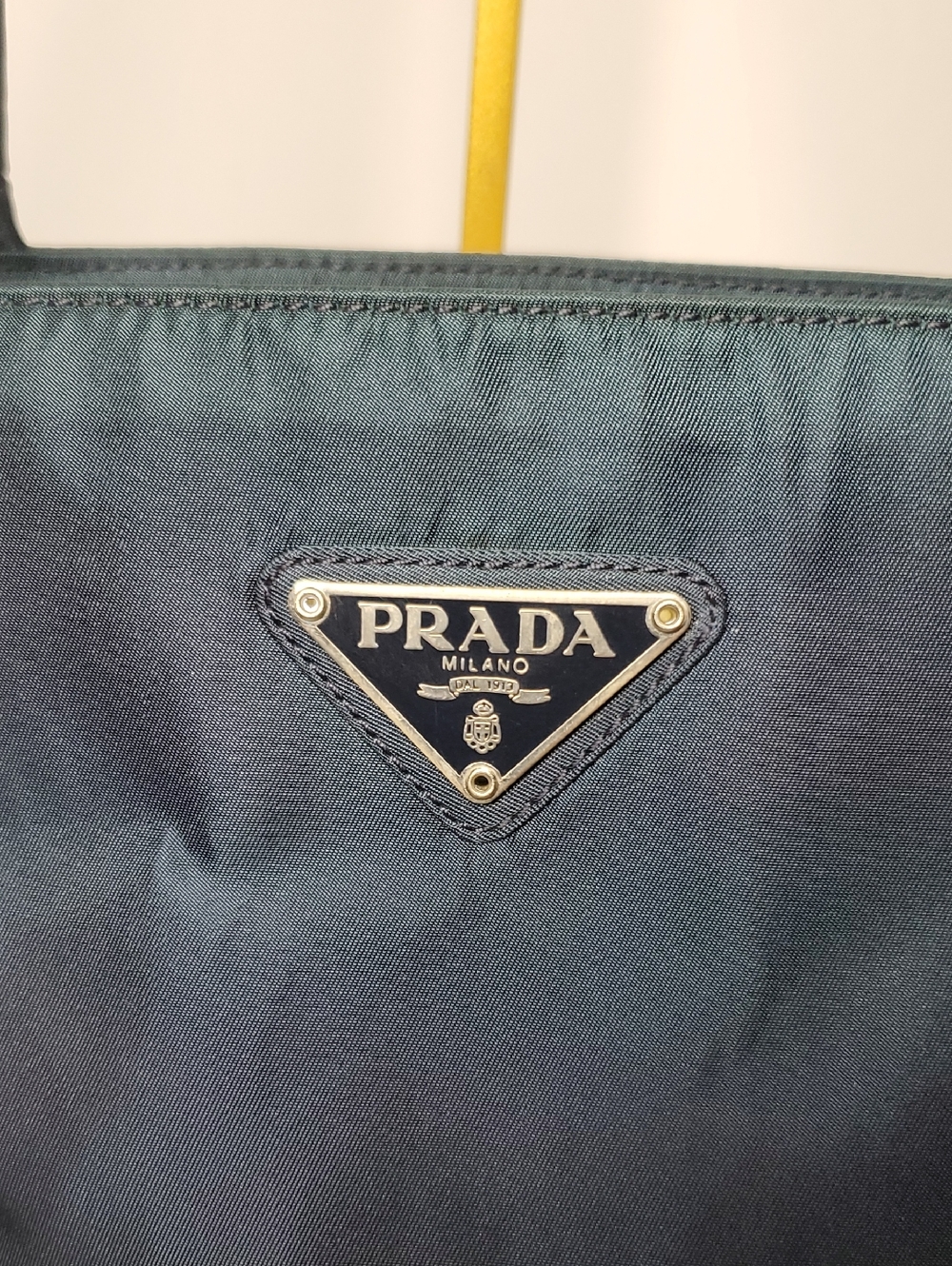 Authentic Prada Blackish/Greenish Nylon Tote Bag with Triangle Logo -Medium Size - Picture 2 of 14
